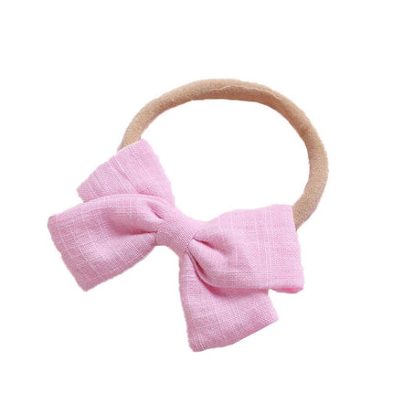 2 PCS Baby Girl Infant Toddler Linen Elastic Bow Hairband Headband Hair Clip AU - Aimall