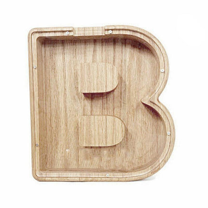 Wooden Piggy Bank Funny Letter/Guitar Coin Saving Money Box Kids Adults Gift A-Z - Aimall