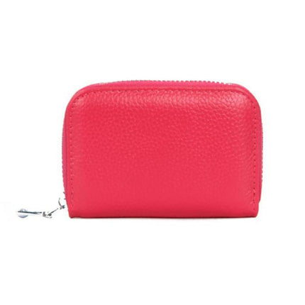 Women Zip Leather Wallet Card Holder Blocking Coin Purse Pouch Short Wallet RFID - Aimall