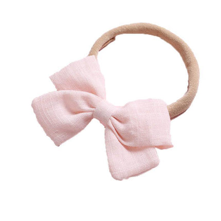 2 PCS Baby Girl Infant Toddler Linen Elastic Bow Hairband Headband Hair Clip AU - Aimall