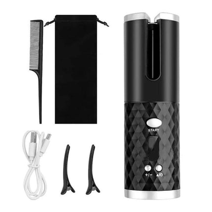 LCD Cordless Auto Rotating Hair Curler Hair Waver Curling Iron Wireless Ceramic - Aimall