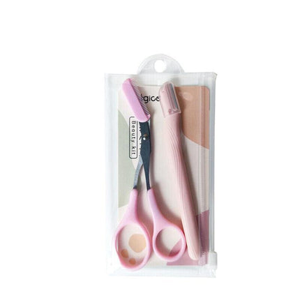 Stainless Steel Eyebrow Hair scissors Comb Makeup Trimmer Tweezers Tool New AU - Aimall