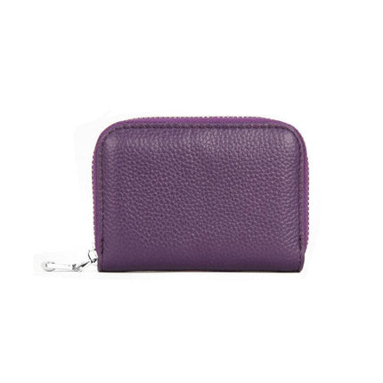 Women Zip Leather Wallet Card Holder Blocking Coin Purse Pouch Short Wallet RFID - Aimall