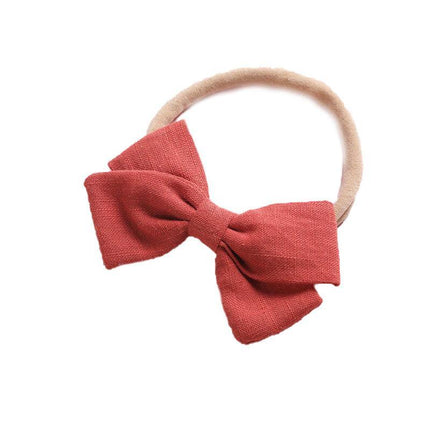 2 PCS Baby Girl Infant Toddler Linen Elastic Bow Hairband Headband Hair Clip AU - Aimall