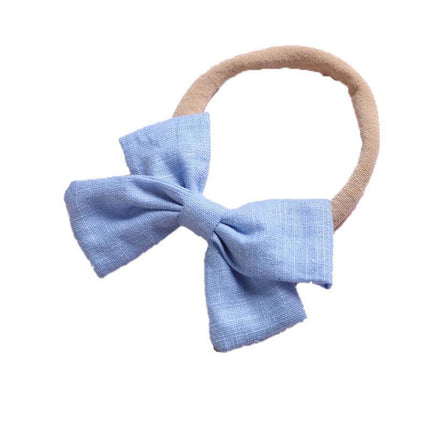 2 PCS Baby Girl Infant Toddler Linen Elastic Bow Hairband Headband Hair Clip AU - Aimall