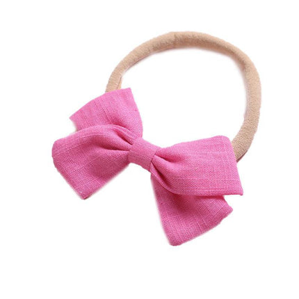 2 PCS Baby Girl Infant Toddler Linen Elastic Bow Hairband Headband Hair Clip AU - Aimall